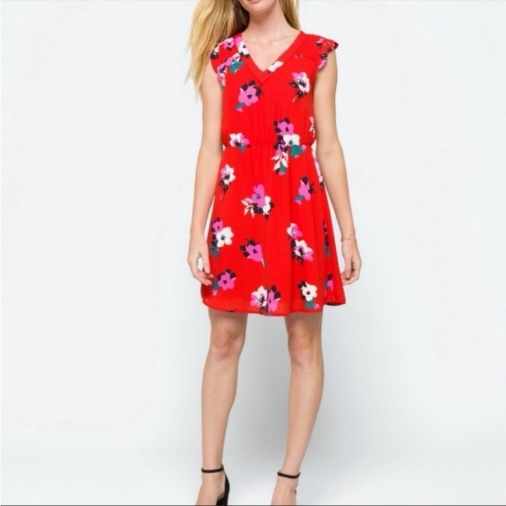 Red floral dress